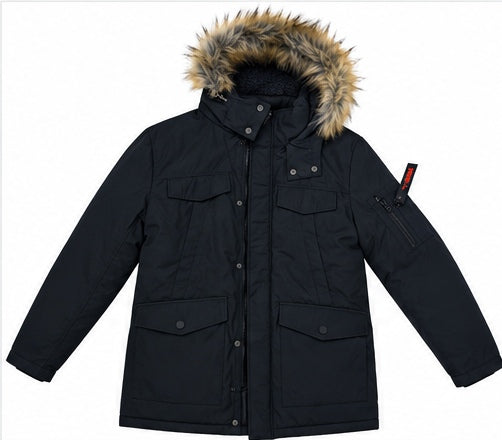 Threadbare Estate – Xhaketë Parka për Meshkuj me Kapuç – E Zezë – S